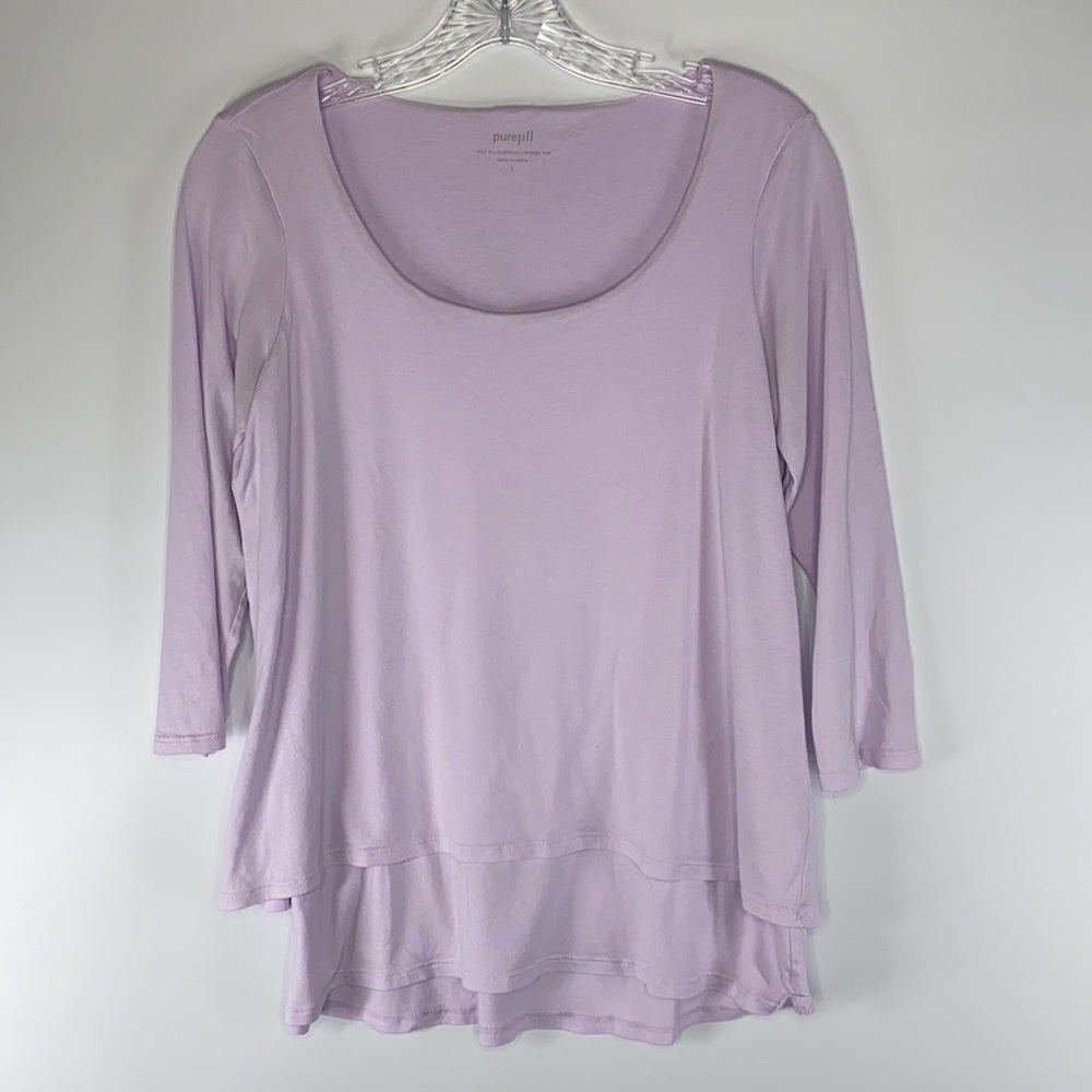 Pure Jill Elliptical Layered Lilac Purple Top 1/2 Sleeves Small